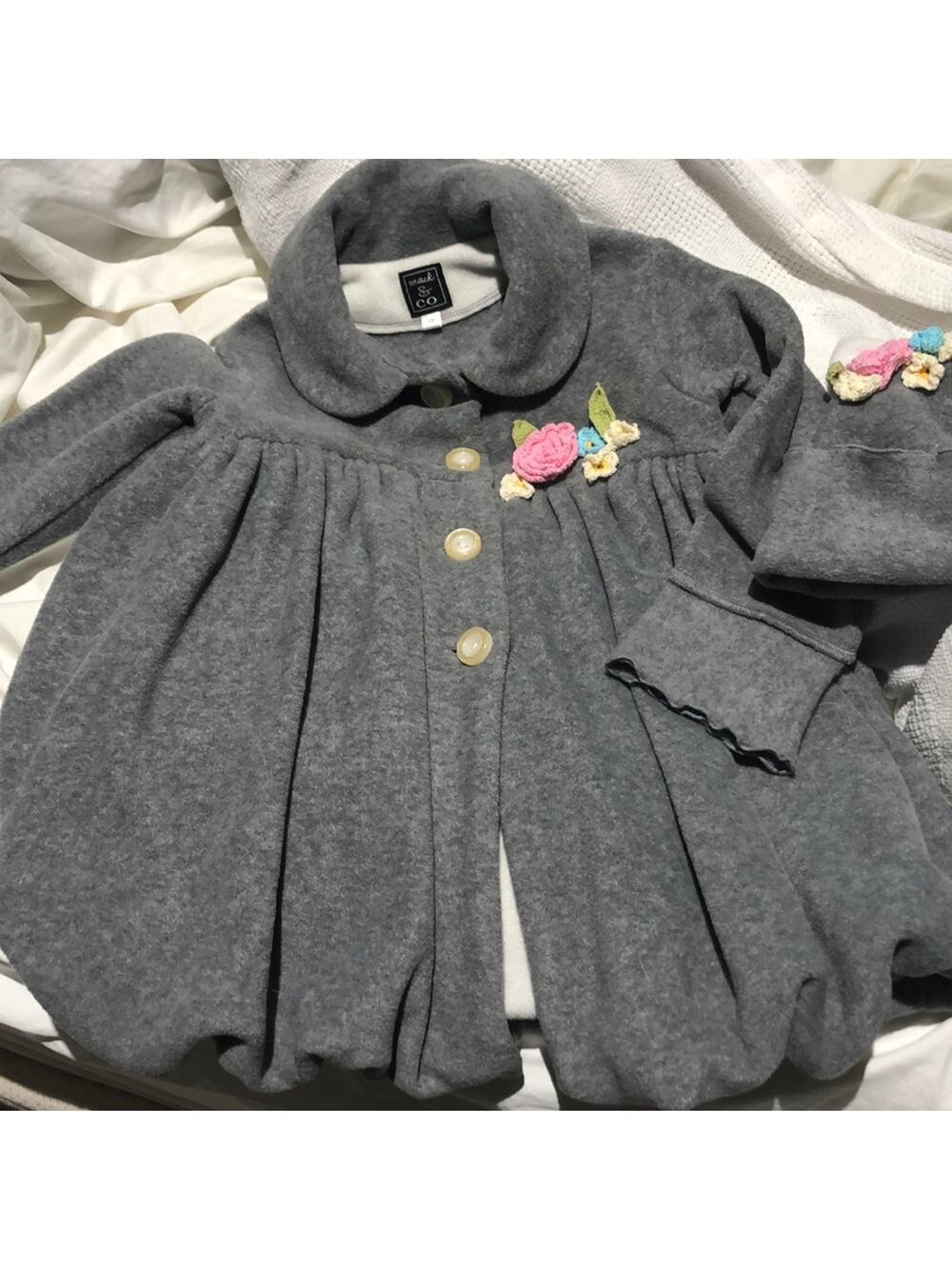 Mack& co 3t grey soft fleece grey coat/hat combo